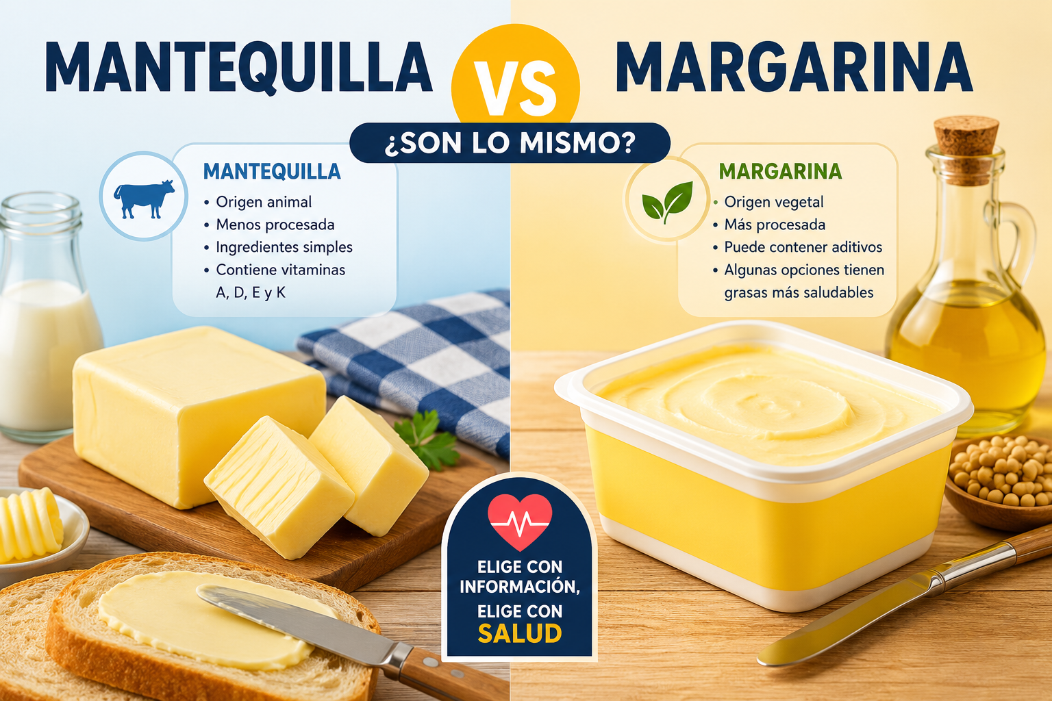 Mantequilla o margarina: ¿realmente son lo mismo? La respuesta podría sorprenderte