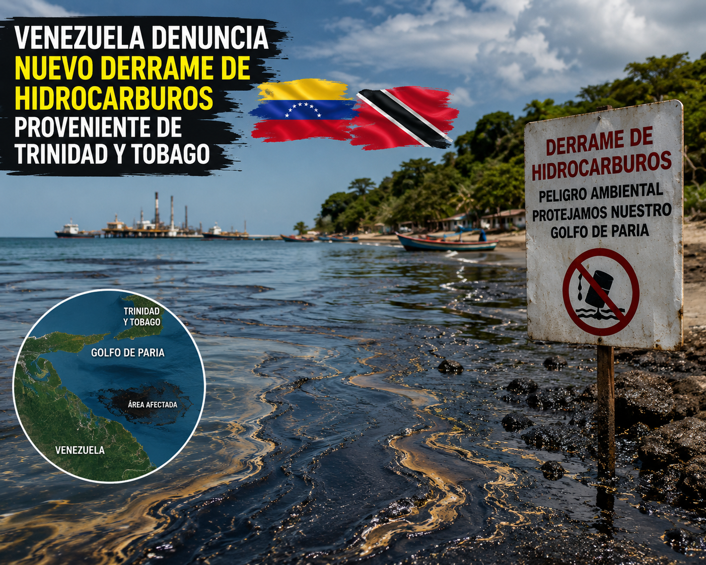 Venezuela denuncia nuevo derrame de hidrocarburos proveniente de Trinidad y Tobago  ENTRADA